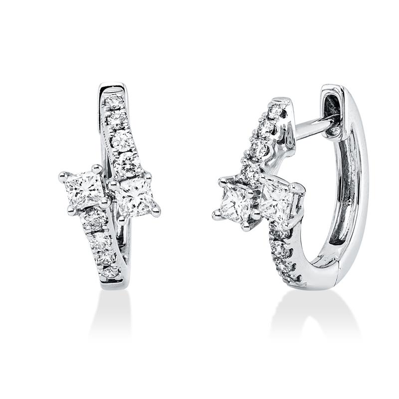 Creolen 18 kt WG, 4 Princ. 0,24 ct, TW-vsi, 16 Brill. 0,14 ct, TW-si