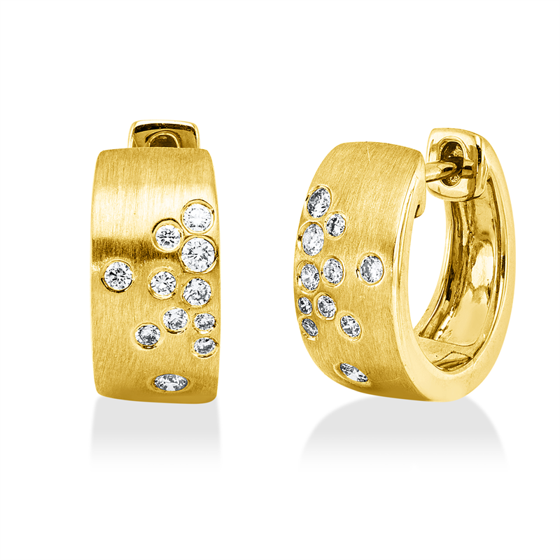 Creolen 14 kt GG, mattiert, 22 Brill. 0,20 ct, W-si