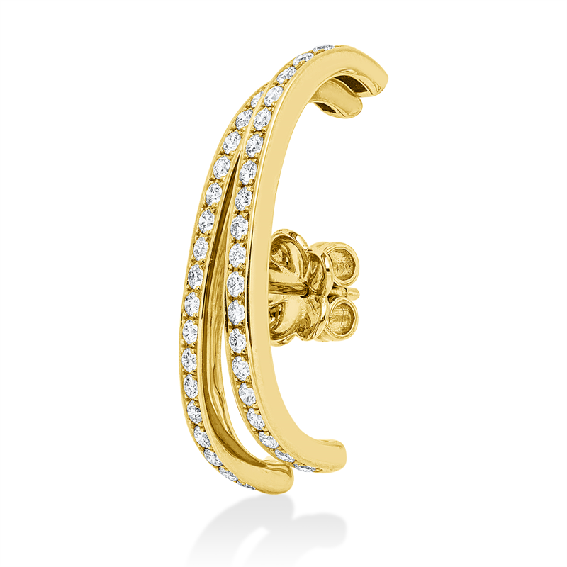 Ohrstecker 18 kt GG, Einzelstück, 38 Brill. 0,58 ct, TW-vsi