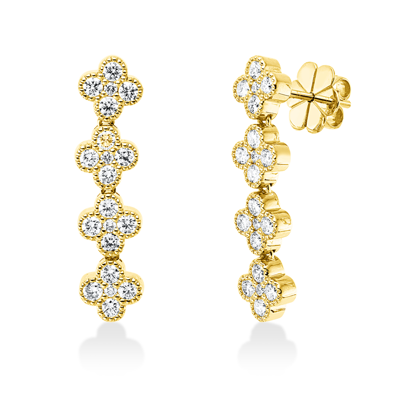 Ohrschmuck 18 kt GG, 32 Brill. 1,31 ct, TW-si, 8 Brill. 0,10 ct, TW-si