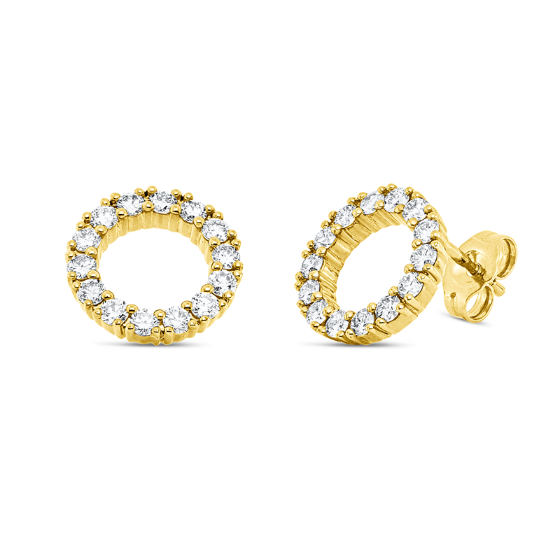 Ohrstecker 14 kt GG, 28 Brill. 0,84 ct, W-si