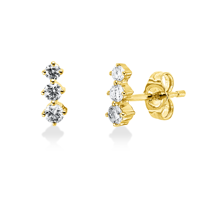 Ohrstecker 14 kt GG, 4 Brill. 0,14 ct, I-pi, 2 Brill. 0,07 ct, I-pi