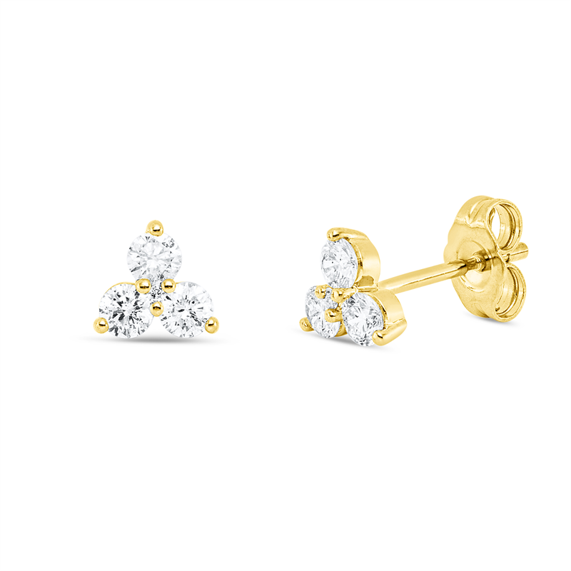 Ohrstecker 14 kt GG, 6 Brill. 0,51 ct, W-si/pi, 2 Brill. 0,01 ct, W-si/pi