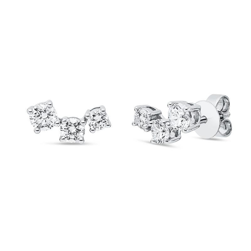 Ohrstecker 14 kt WG, 2 Brill. 0,23 ct, W-si, 2 Brill. 0,36 ct, W-si, 2 Brill. 0,15 ct, W-si