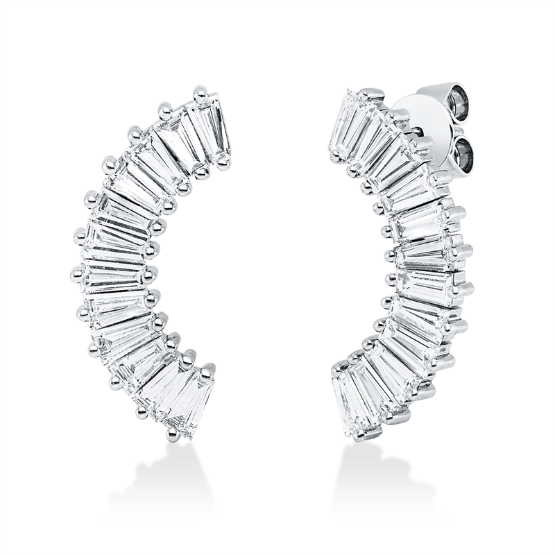 Ohrstecker 18 kt WG, 24 Trap. 2,61 ct, TW-vvs