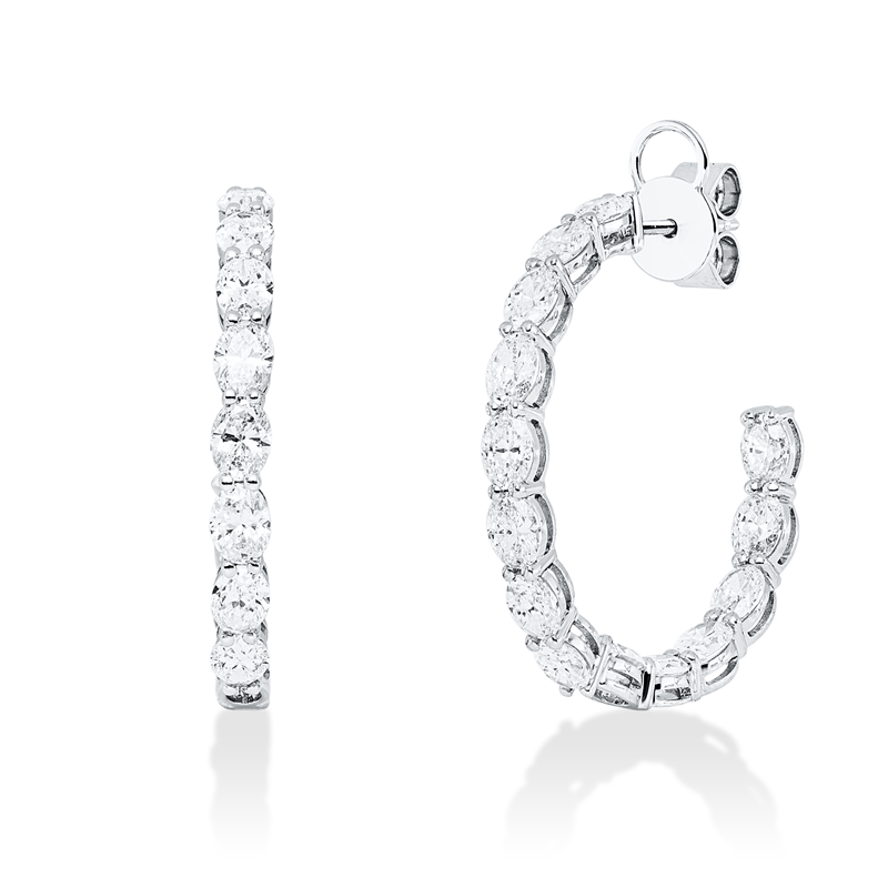 Ohrstecker 18 kt WG, 28 Oval 3,91 ct, F-vsi/si