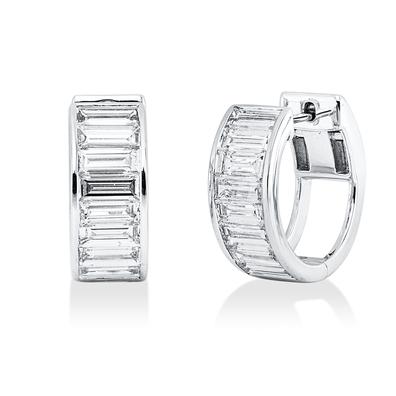 Creolen 14 kt WG, 16 Bag. 2,97 ct, W-si