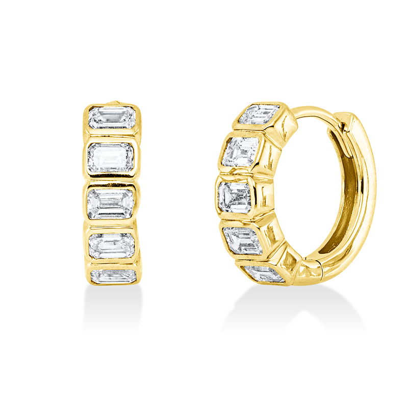 Creolen 18 kt GG, 10 Sm.schliff 0,90 ct, F-si