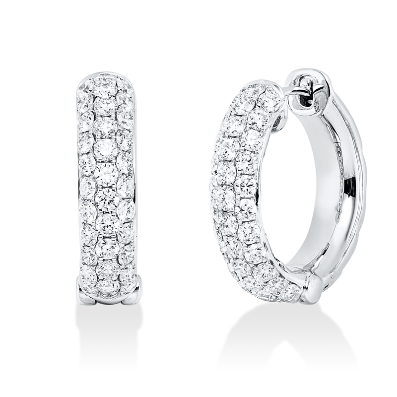 Creolen 18 kt WG, 66 Brill. 1,48 ct, TW-vsi
