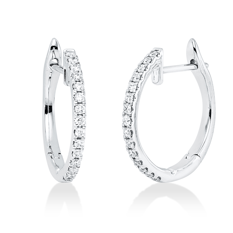 Creolen 18 kt WG, 30 Brill. 0,19 ct, TW-vsi