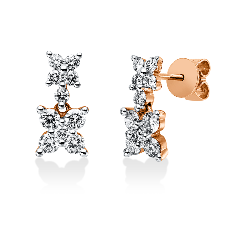 Ohrschmuck 18 kt RG+WG, 20 Brill. 0,80 ct, I-si