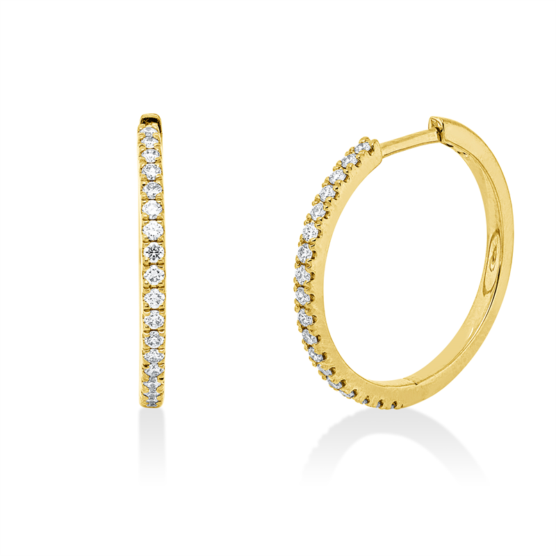 Creolen 14 kt GG, 36 Brill. 0,27 ct, TW-vsi