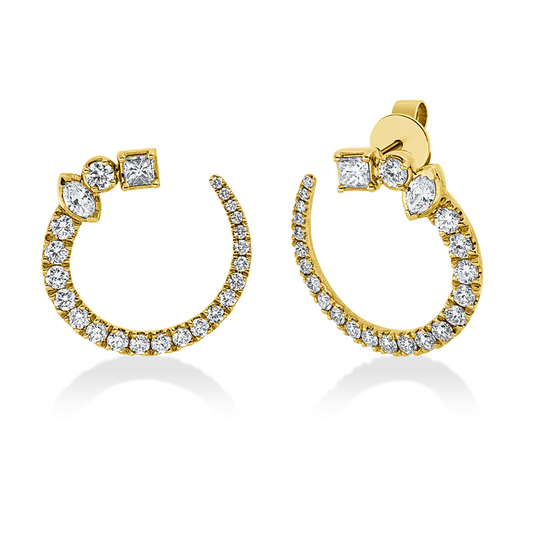 Ohrstecker 18 kt GG, 2 Brill. 0,16 ct, TW-vsi, 2 Nav. 0,22 ct, TW-vsi, 2 Princ. 0,24 ct, TW-vsi, 42 Brill. 0,13 ct, TW-vsi