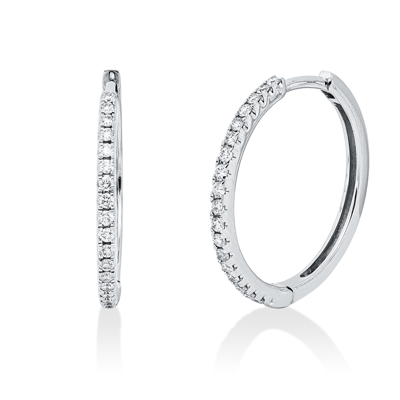 Creolen 14 kt WG, 36 Brill. 0,25 ct, W-si/pi