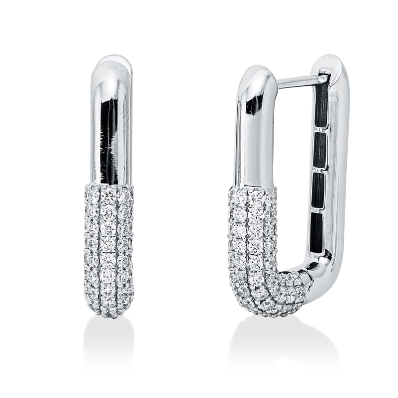 Creolen 18 kt WG, 144 Brill. 1,17 ct, TW-vsi