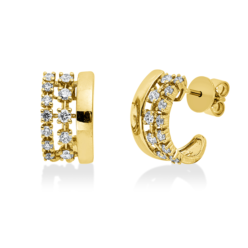 Ohrstecker 18 kt GG, 24 Brill. 0,56 ct, W-pi