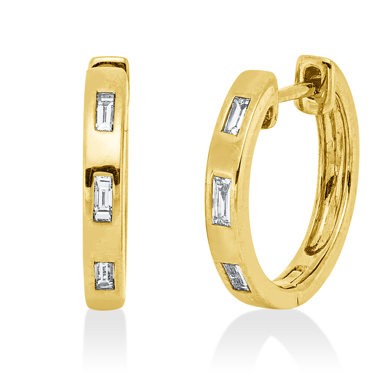 Creolen 18 kt GG, 6 Bag. 0,13 ct, W-si