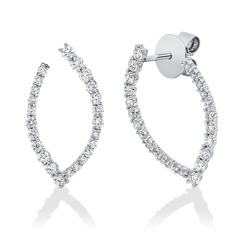 Ohrstecker 18 kt WG, 26 Brill. 0,77 ct, TW-vsi/si, 22 Brill. 0,31 ct, TW-si/pi