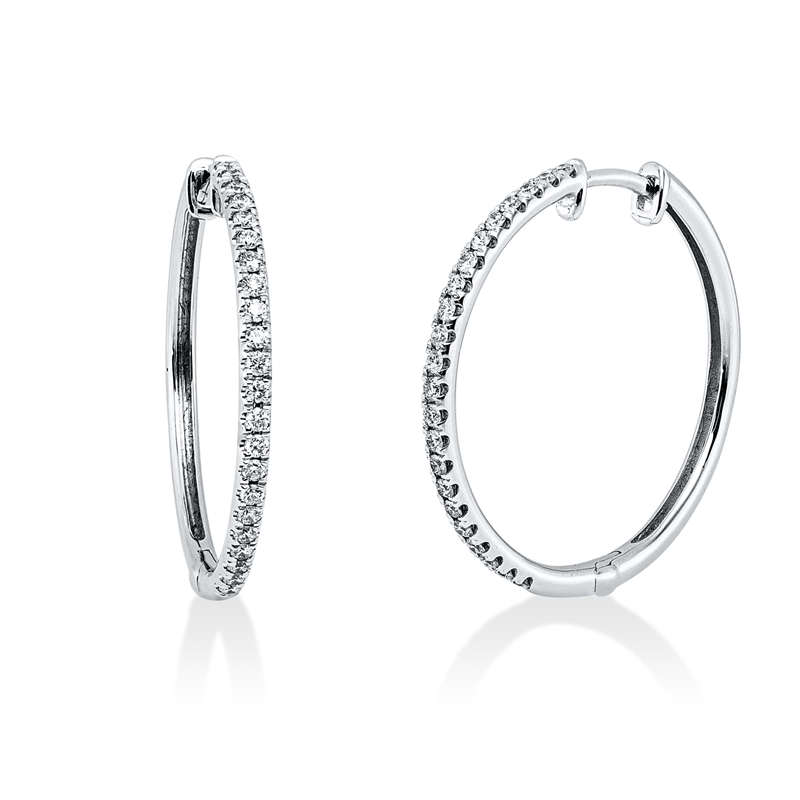 Creolen 18 kt WG, 44 Brill. 0,37 ct, W-pi