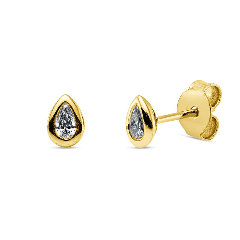 Ohrstecker 18 kt GG, 2 Tropfen 0,20 ct, TW-si