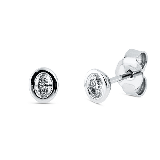 Ohrstecker 18 kt WG, 2 Oval 0,22 ct, TW-si