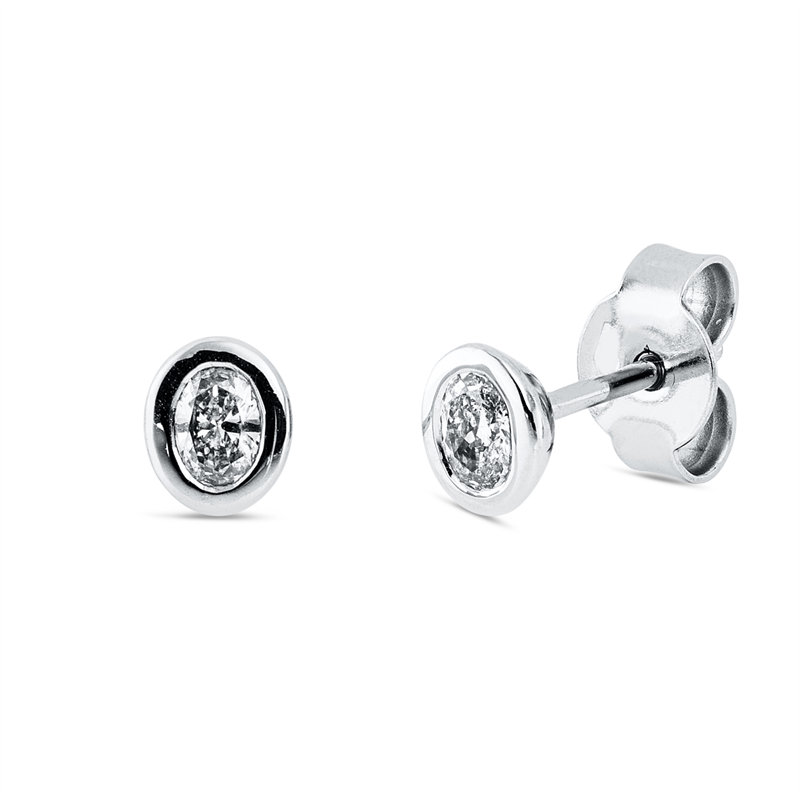 Ohrstecker 18 kt WG, 2 Oval 0,24 ct, TW-si
