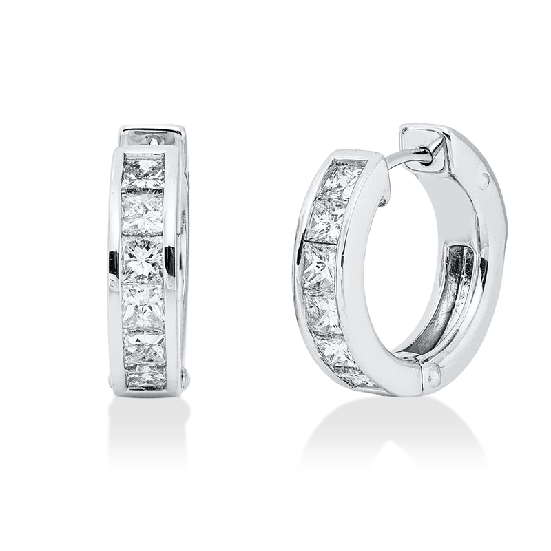 Creolen 14 kt WG, 12 Princ. 1,14 ct, TW-si