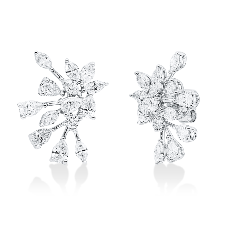 Ohrstecker 18 kt WG, 14 Nav. 1,19 ct, TW-si, 12 Tropfen 1,70 ct, TW-si, 2 Brill. 0,13 ct, TW-si
