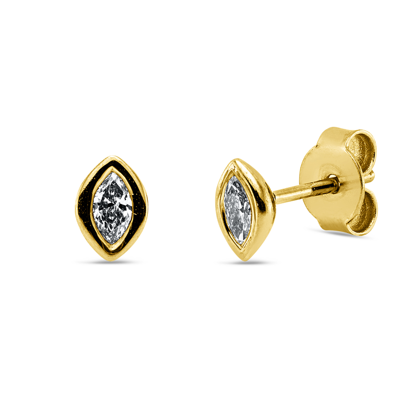 Ohrstecker 18 kt GG, 2 Nav. 0,21 ct, TW-si