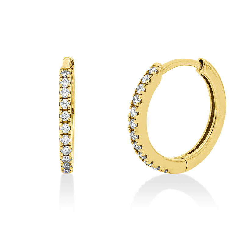 Creolen 14 kt GG, 24 Brill. 0,14 ct, W-si/pi