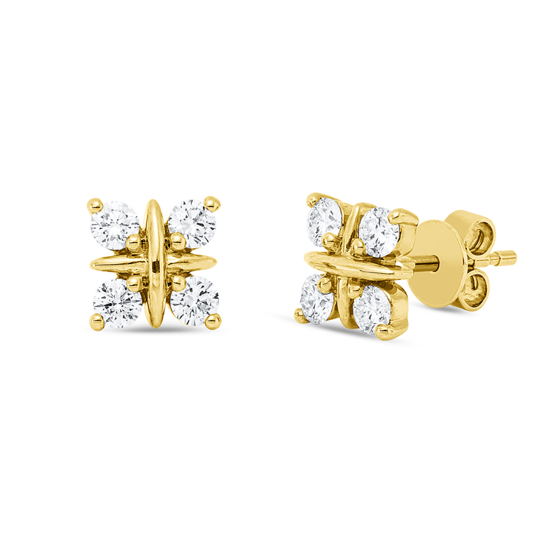 Ohrstecker 14 kt GG, 8 Brill. 0,62 ct, W-si/pi