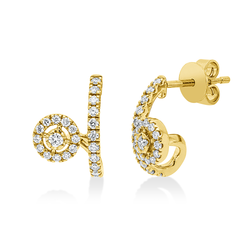 Ohrschmuck 14 kt GG, 2 Brill. 0,04 ct, W-si/pi, 46 Brill. 0,28 ct, W-si/pi