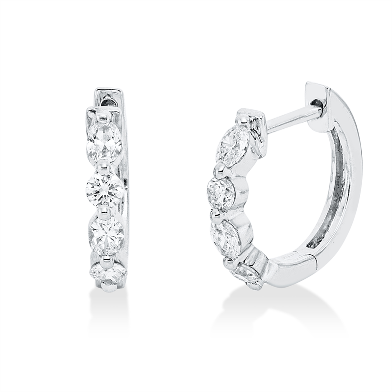 Creolen 18 kt WG, 8 Fant-Schl. 0,35 ct, TW-si