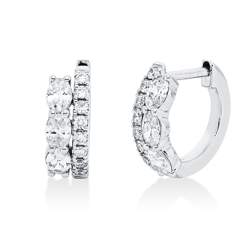 Creolen 18 kt WG, 22 Fant-Schl. 0,39 ct, TW-si