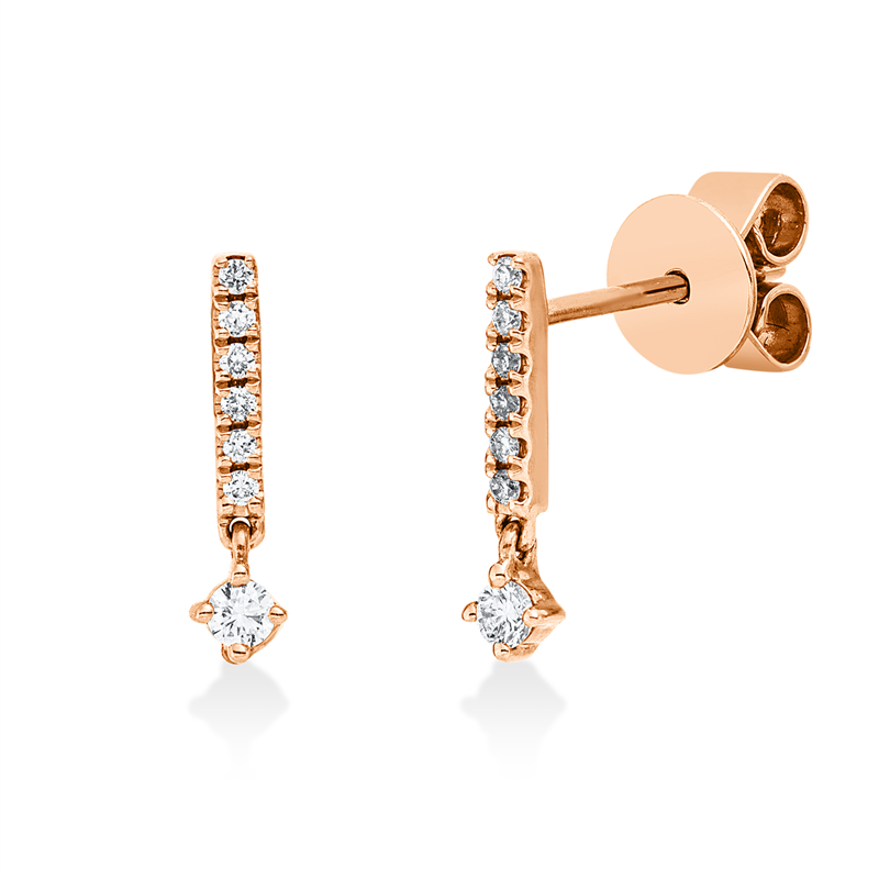 Ohrstecker 18 kt RG, 14 Brill. 0,10 ct, I-si