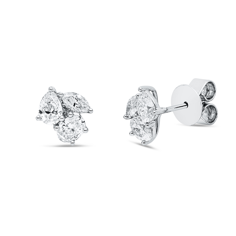 Ohrstecker 18 kt WG, 6 Fant-Schl. 0,92 ct, F-vsi