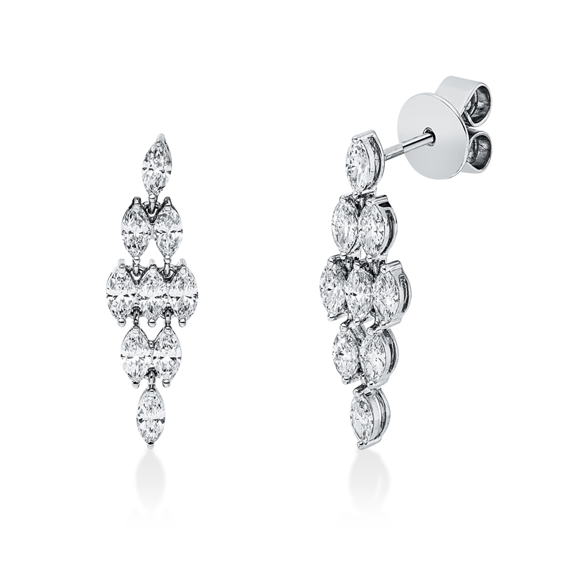 Ohrschmuck 18 kt WG, 18 Nav. 0,99 ct, TW-vsi