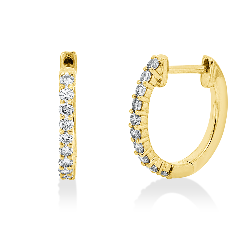 Creolen 14 kt GG, 20 Brill. 0,25 ct, TLB-si