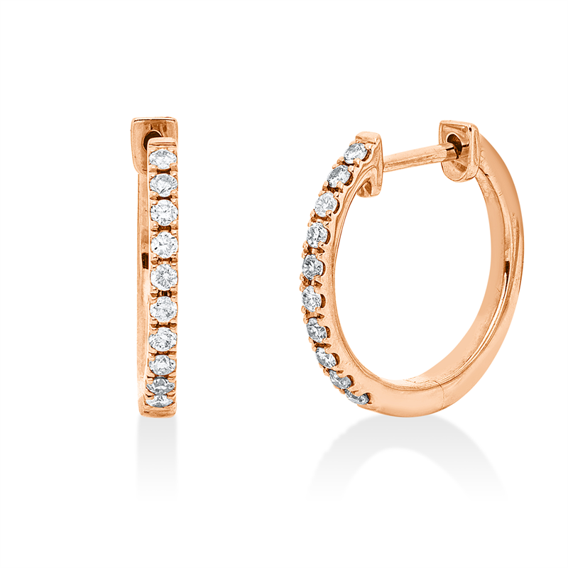 Creolen 14 kt RG, 20 Brill. 0,16 ct, TLB-si