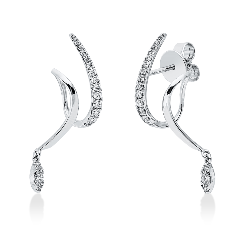 Ohrschmuck 18 kt WG, 10 Brill. 0,12 ct, TW-si, 2 Brill. 0,09 ct, TW-si, 22 Brill. 0,12 ct, TW