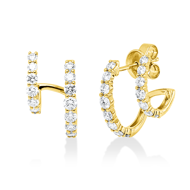 Ohrstecker 18 kt GG, 26 Brill. 1,03 ct, TW-si, 2 Brill. 0,15 ct, TW-si, 2 Brill. 0,04 ct, TW-si
