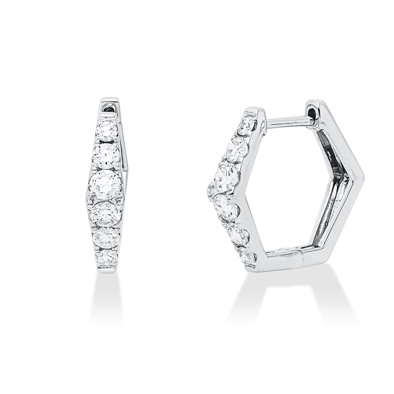 Creolen 18 kt WG, 4 Brill. 0,20 ct, TW-si, 4 Brill. 0,30 ct, TW-si, 4 Brill. 0,10 ct, TW-si