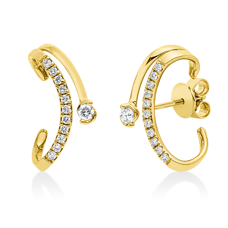 Ohrstecker 18 kt GG, 2 Brill. 0,15 ct, TW-si, 22 Brill. 0,27 ct, TW-si