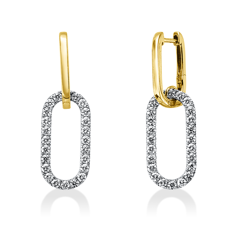 Ohrschmuck 18 kt GG+WG, 48 Brill. 1,01 ct, TW-si