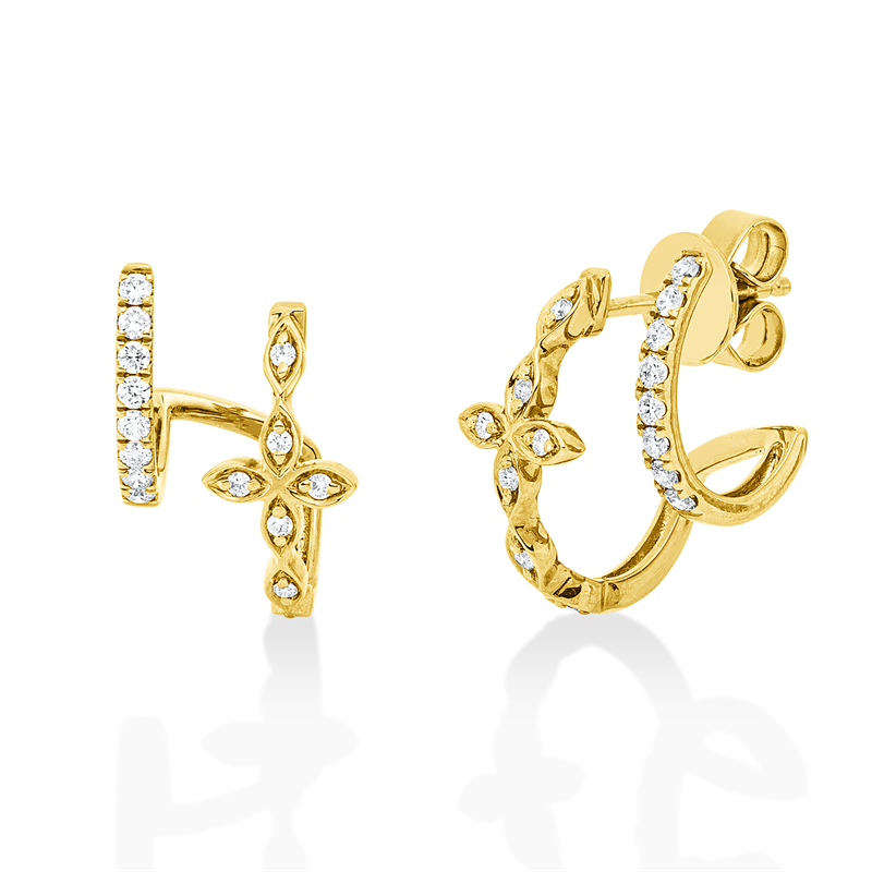 Ohrstecker 18 kt GG, 16 Brill. 0,22 ct, TW-si, 14 Brill. 0,10 ct, TW-si