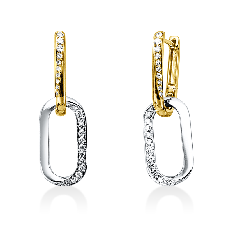 Ohrschmuck 18 kt GG+WG, 28 Brill. 0,30 ct, TW-si, 20 Brill. 0,12 ct, TW-si