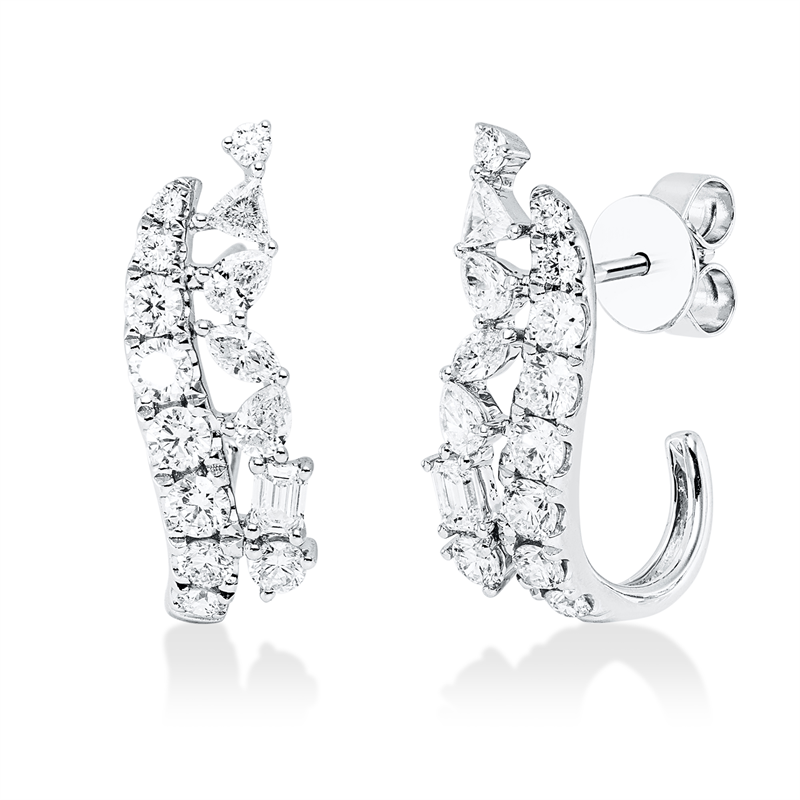 Ohrstecker 18 kt WG, 12 Brill. 0,82 ct, TW-si, 10 Fant-Schl. 0,68 ct, TW-si, 8 Brill. 0,20 ct, TW-si