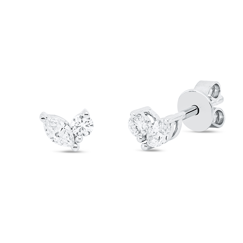 Ohrstecker 18 kt WG, 2 Nav. 0,17 ct, TW-si, 2 Brill. 0,11 ct, TW-si