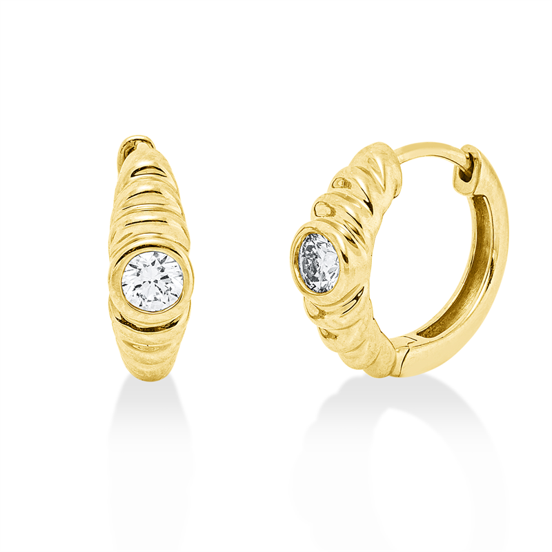 Creolen 14 kt GG, 2 Brill. 0,23 ct, TLB-si