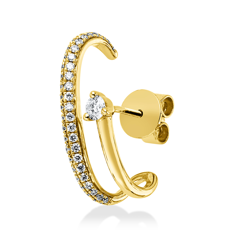 Ohrstecker 18 kt GG, Einzelstück, 1 Brill. 0,07 ct, TW-si, 50 Brill. 0,17 ct, TW-si